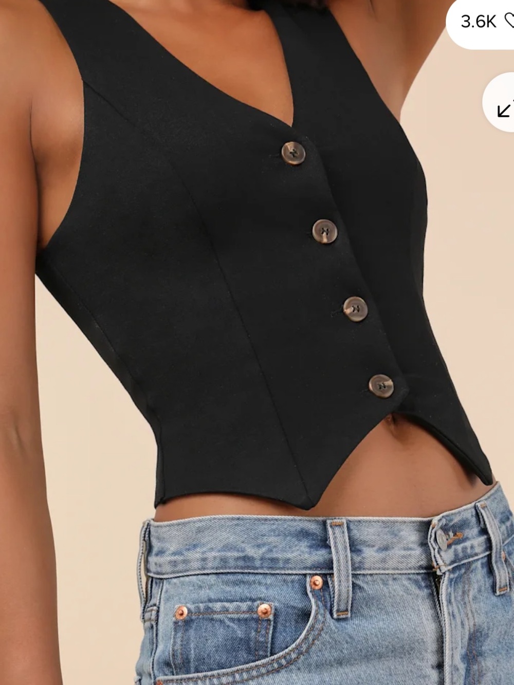 New lulus black sleeveless vest top